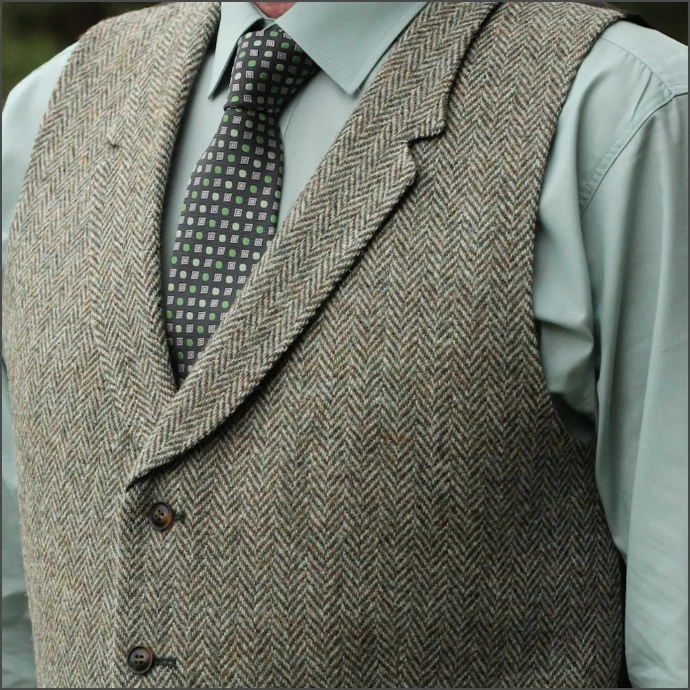 Harris Tweed Fawn Herringbone Waist Coat>>