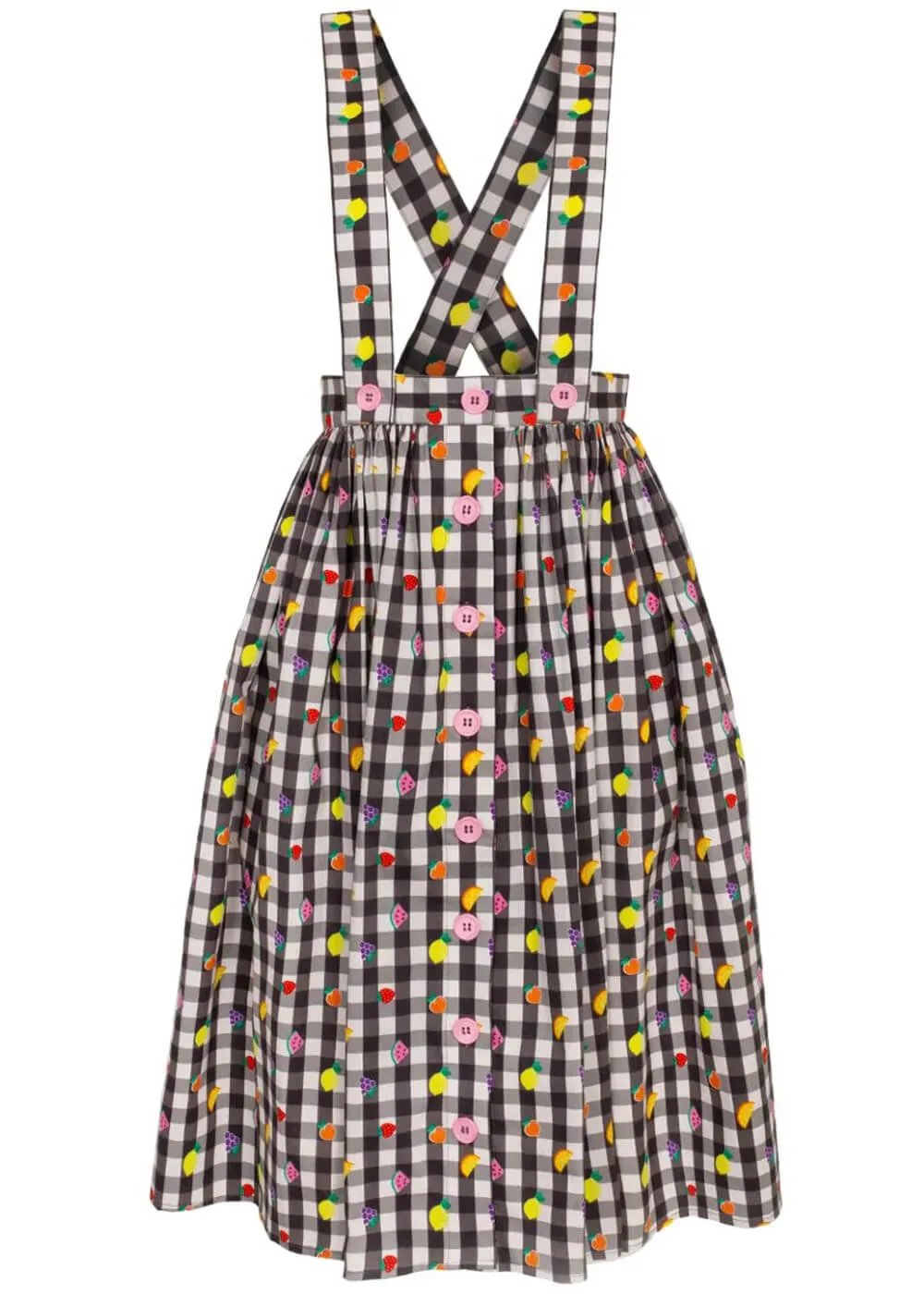 Hell Bunny Fruitylou 40's Pinafore Swing Skirt Black White