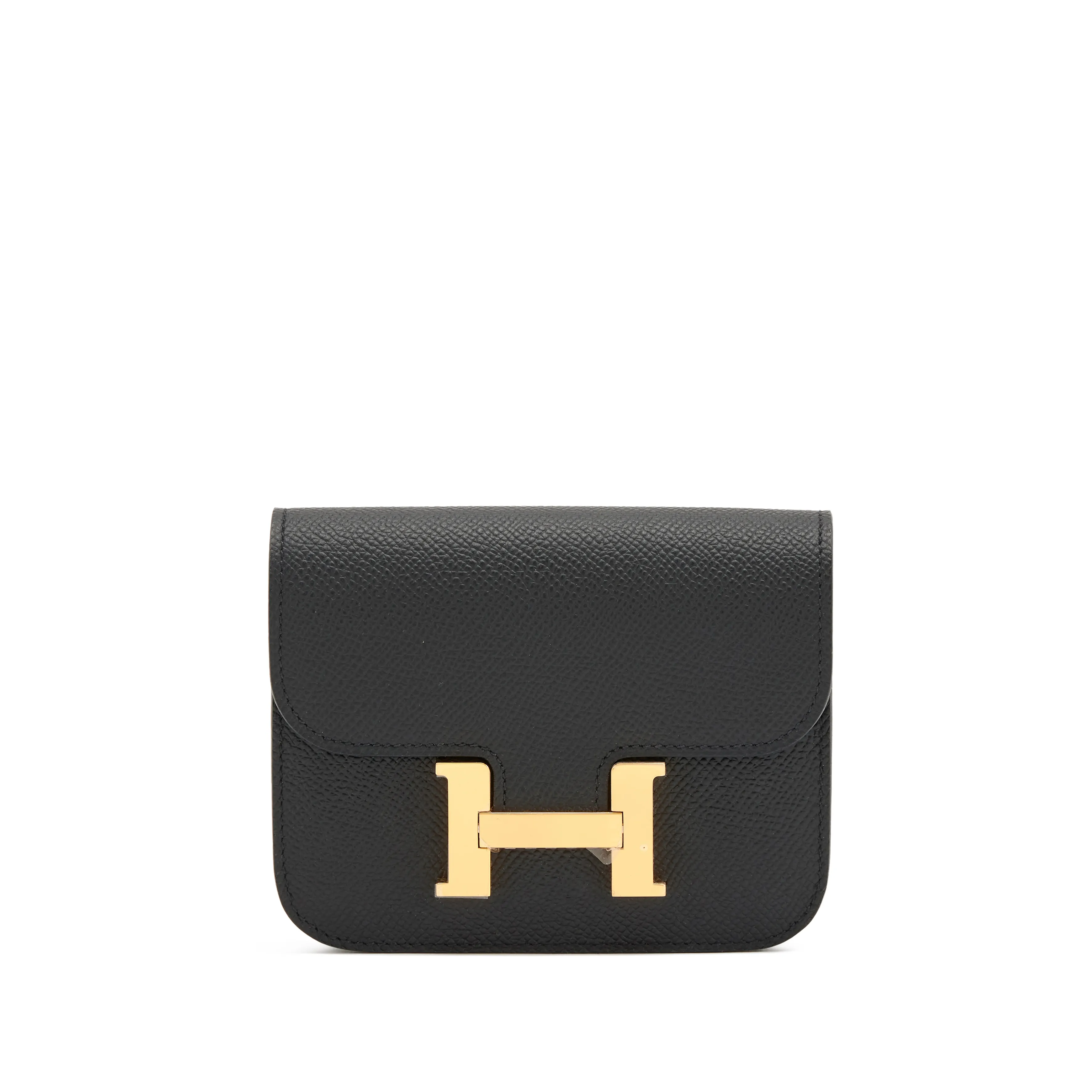 Hermès Black Epsom Constance Slim Wallet Gold Hardware, 2024