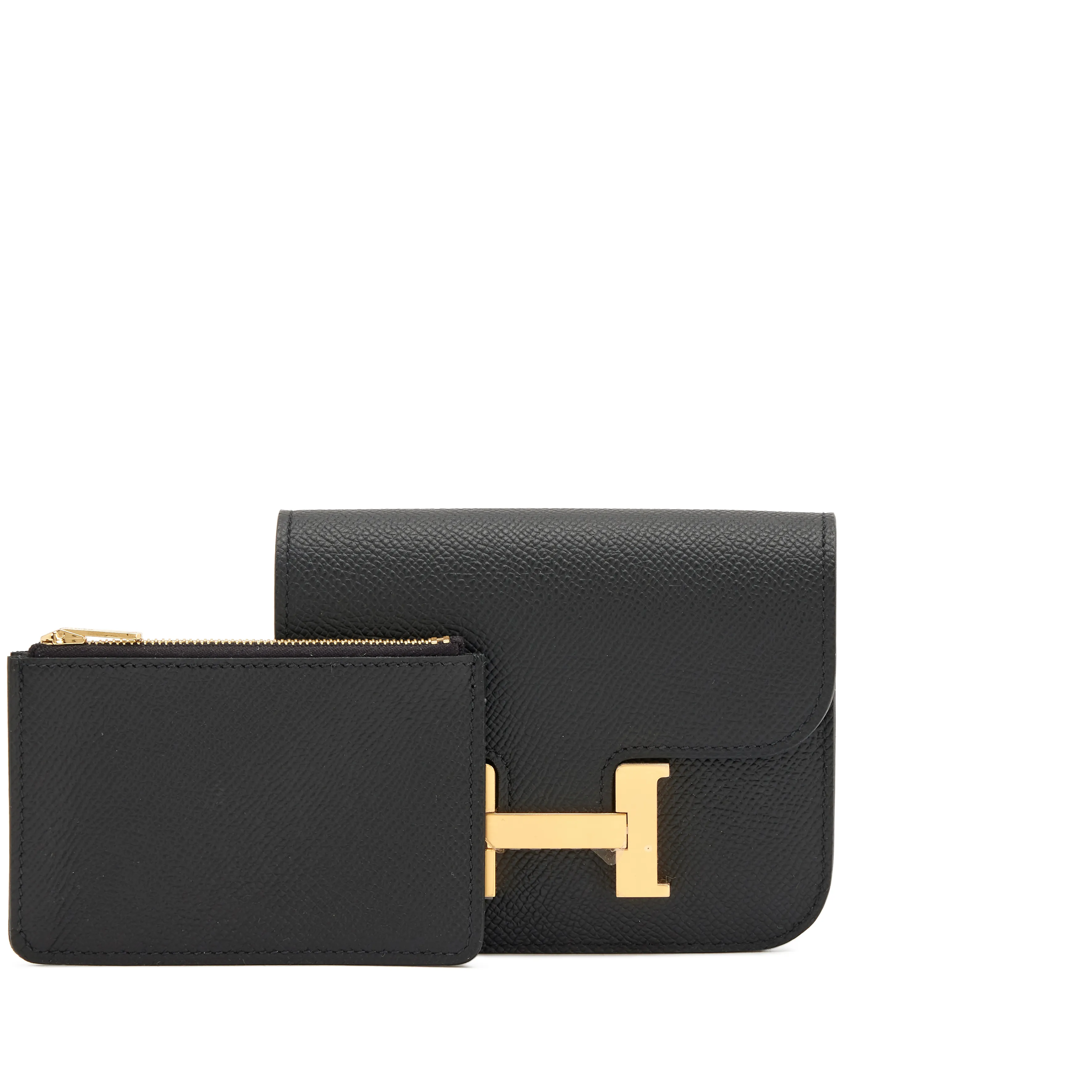 Hermès Black Epsom Constance Slim Wallet Gold Hardware, 2024