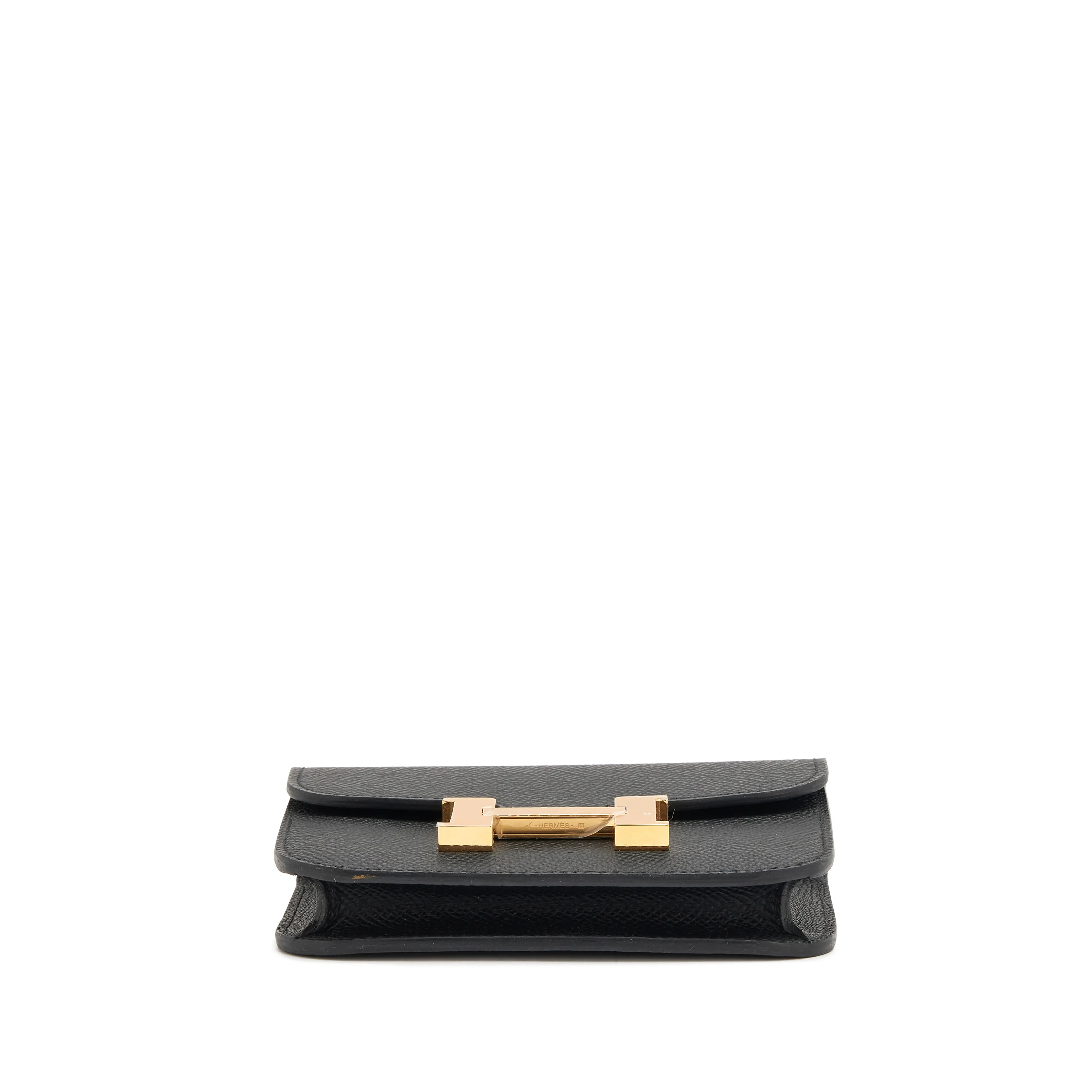 Hermès Black Epsom Constance Slim Wallet Gold Hardware, 2024