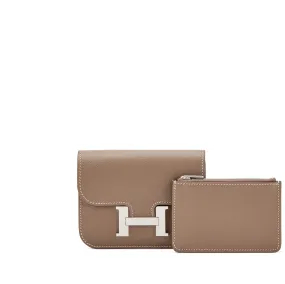 Hermès Etoupe Togo Constance Slim Wallet Palladium Hardware, 2023