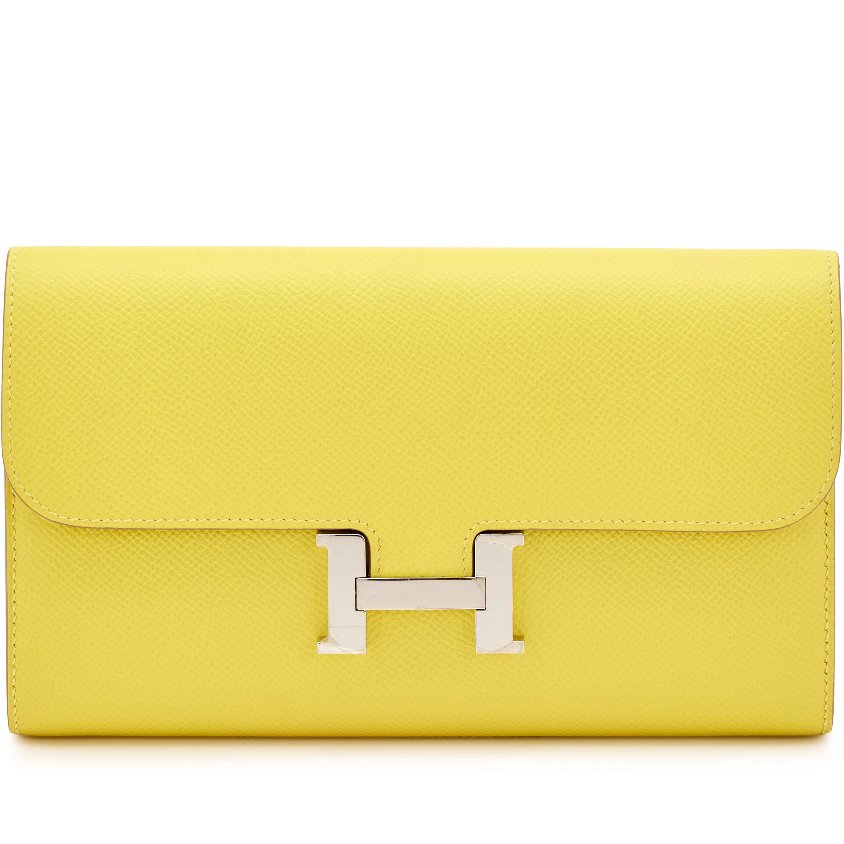 Hermès Lime Epsom Long Constance Wallet Palladium Hardware, 2019