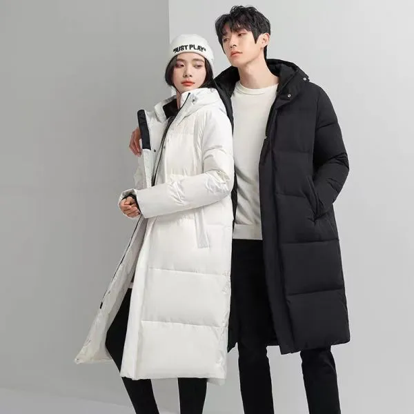 Hooded longline down puffer jacket unisex