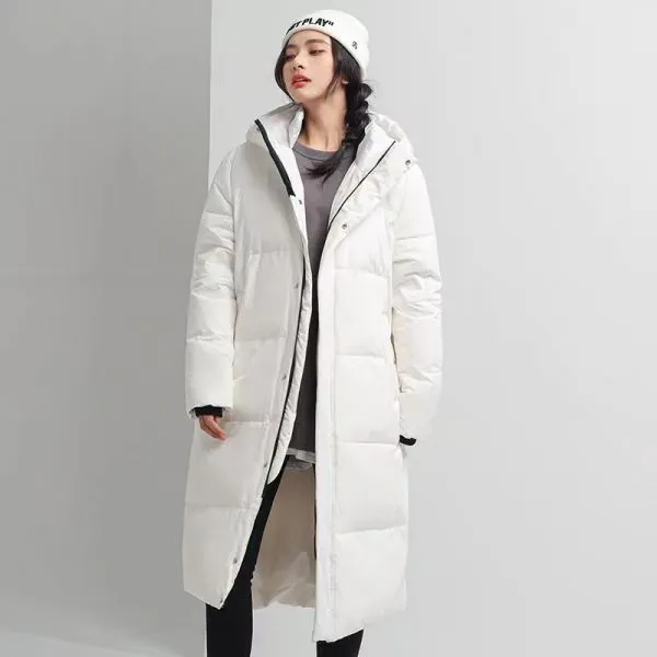 Hooded longline down puffer jacket unisex