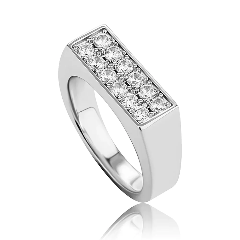 Iced Out Cubic Zirconia Bridal Ring for Women Hip Hop Rock Fashion Jewelry