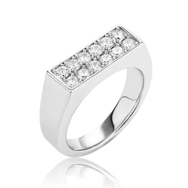 Iced Out Cubic Zirconia Bridal Ring for Women Hip Hop Rock Fashion Jewelry