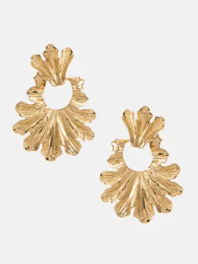 Irregular Metal Texture Leaf Earrings