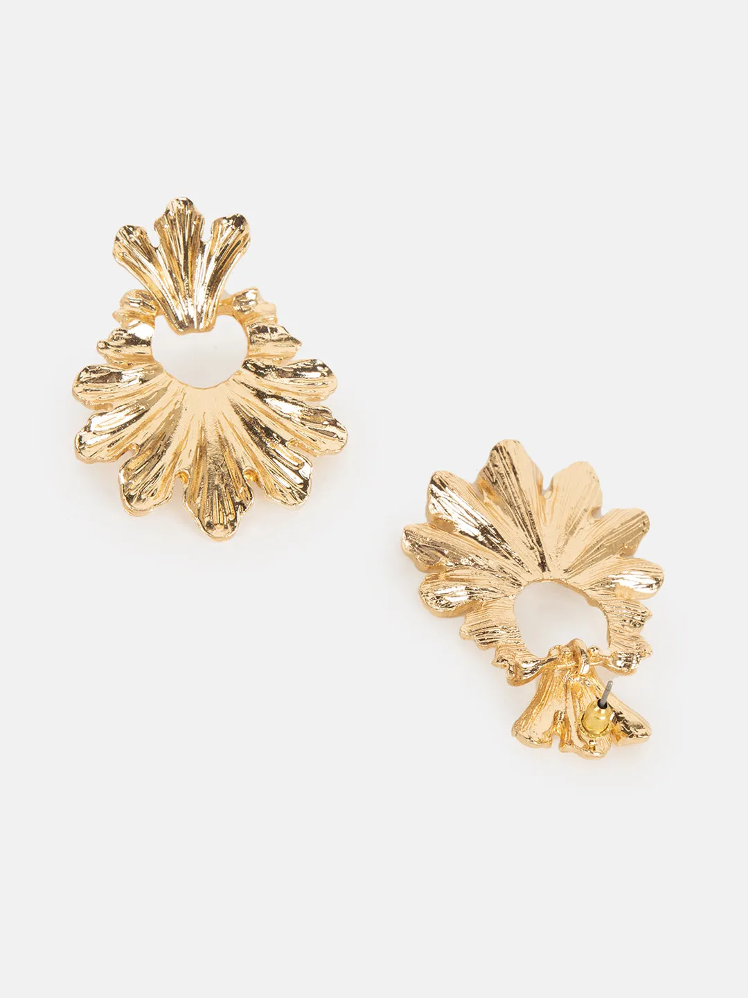 Irregular Metal Texture Leaf Earrings