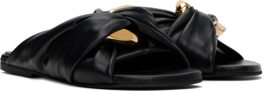 JW Anderson Black Chain Twist Flat Sandals