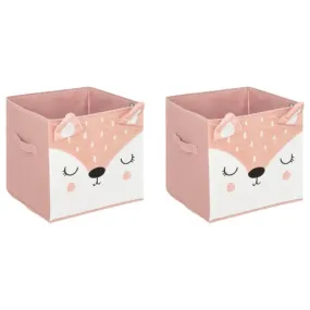 Kids Mix and Modul Set of 2 Pink Fox Cube Storage Boxes