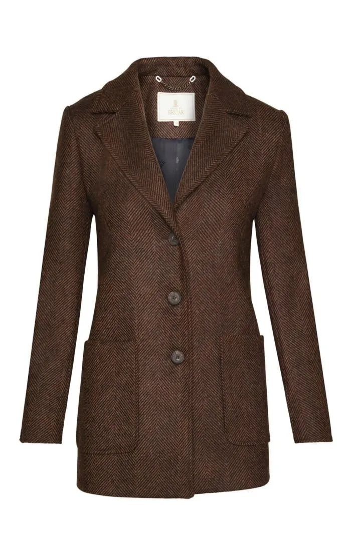 Ladies Single Breasted Tweed Car Coat