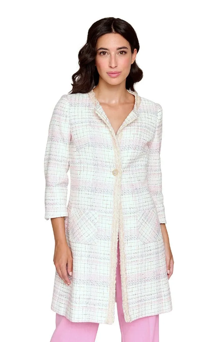 Ladies Three Quarter Length Boucle Coat