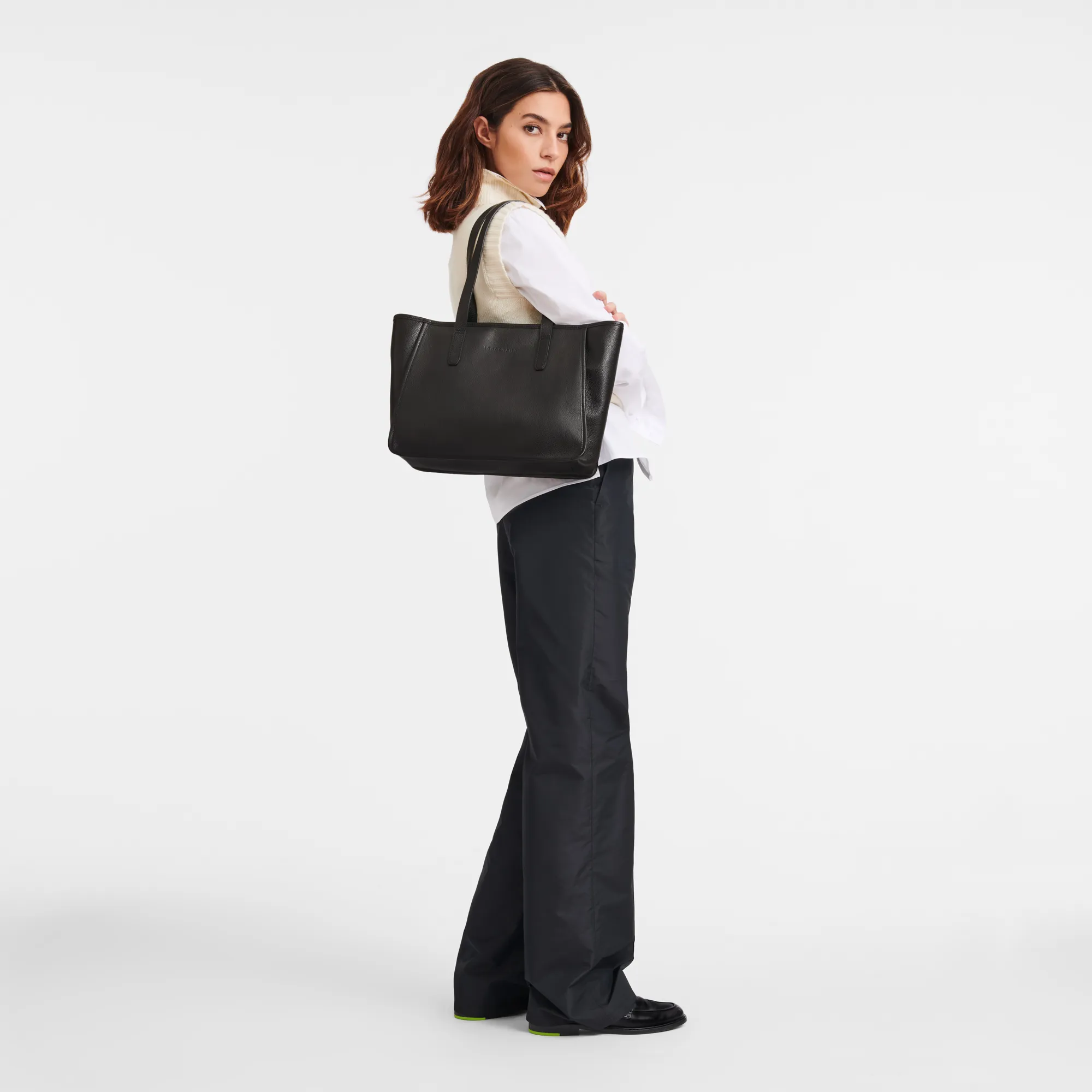 Le Foulonné L Tote bag Black - Leather