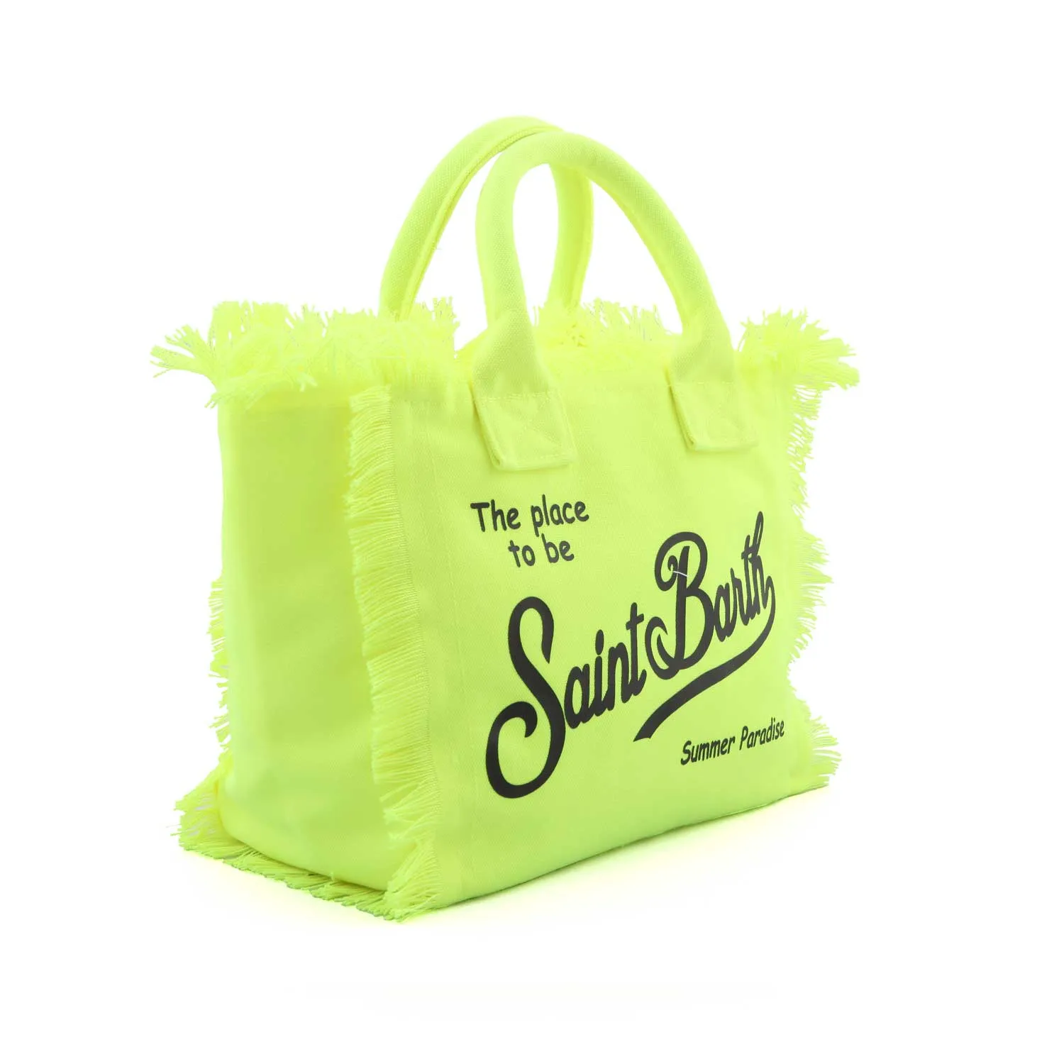 Mc2 Saint Barth Fluo Yellow Colette Handbag With Black Logos