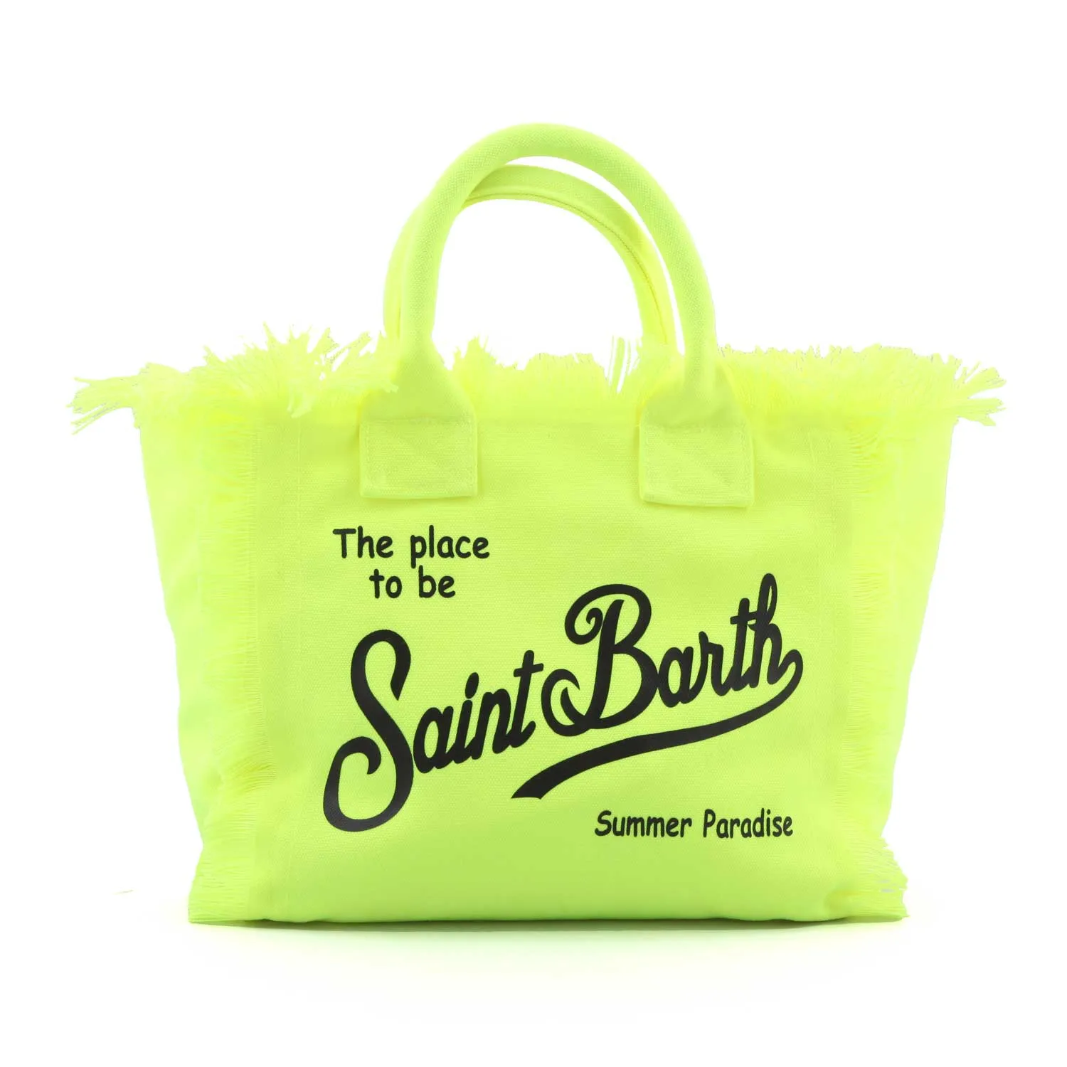 Mc2 Saint Barth Fluo Yellow Colette Handbag With Black Logos