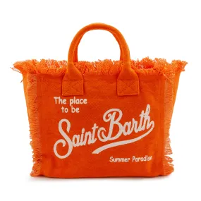 Mc2 Saint Barth Orange Mini Olette Handbag With White Logos