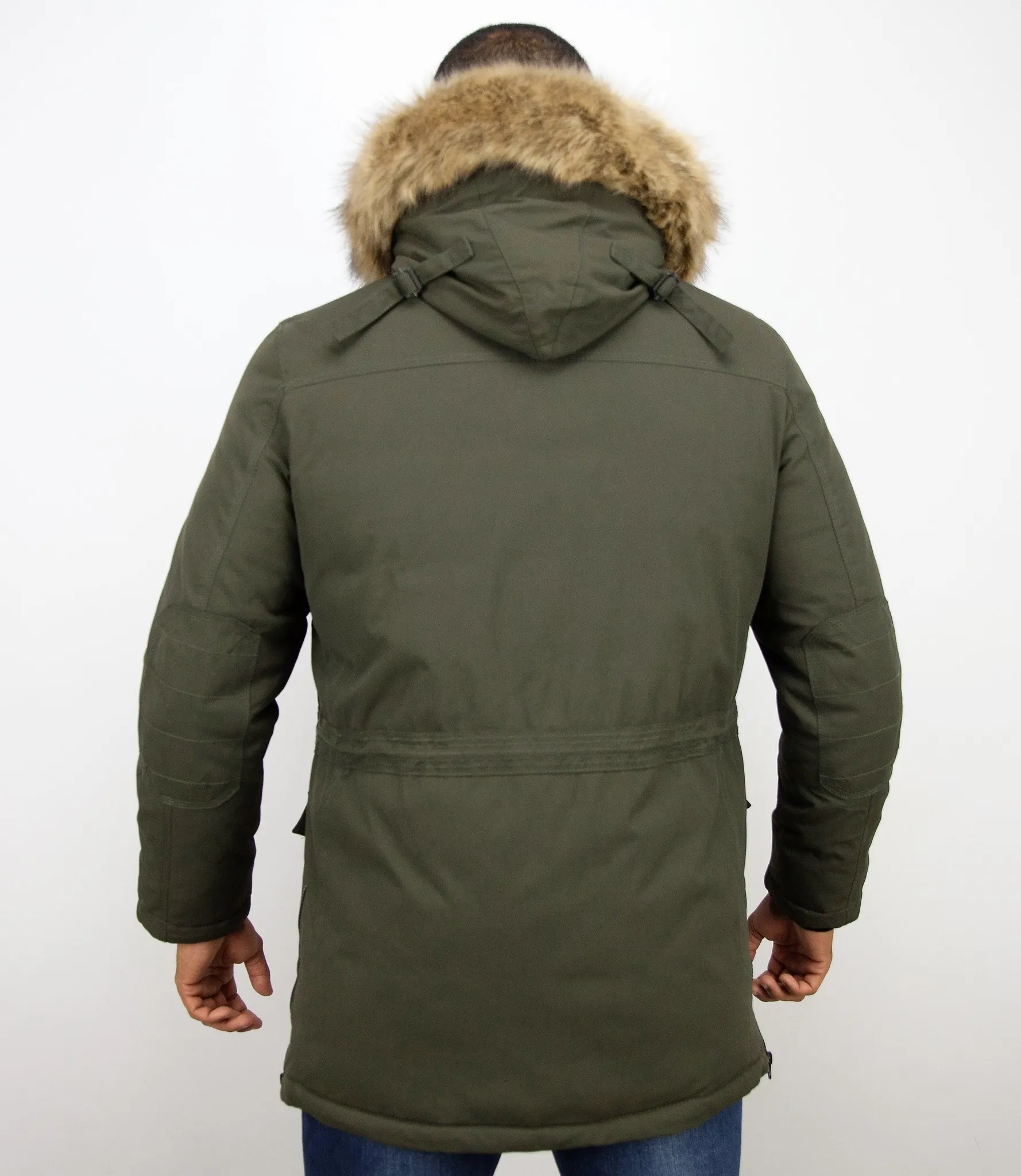 Men Long Winter Coat Parka Green |