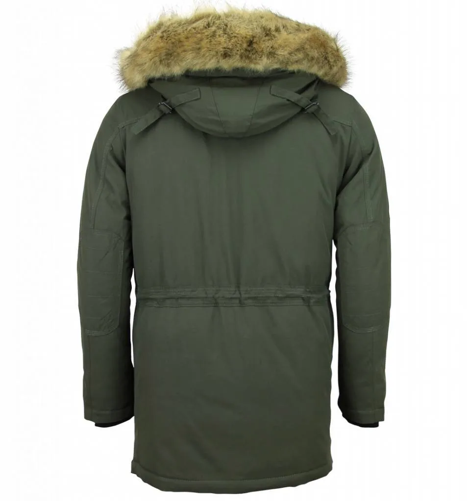 Men Long Winter Coat Parka Green |