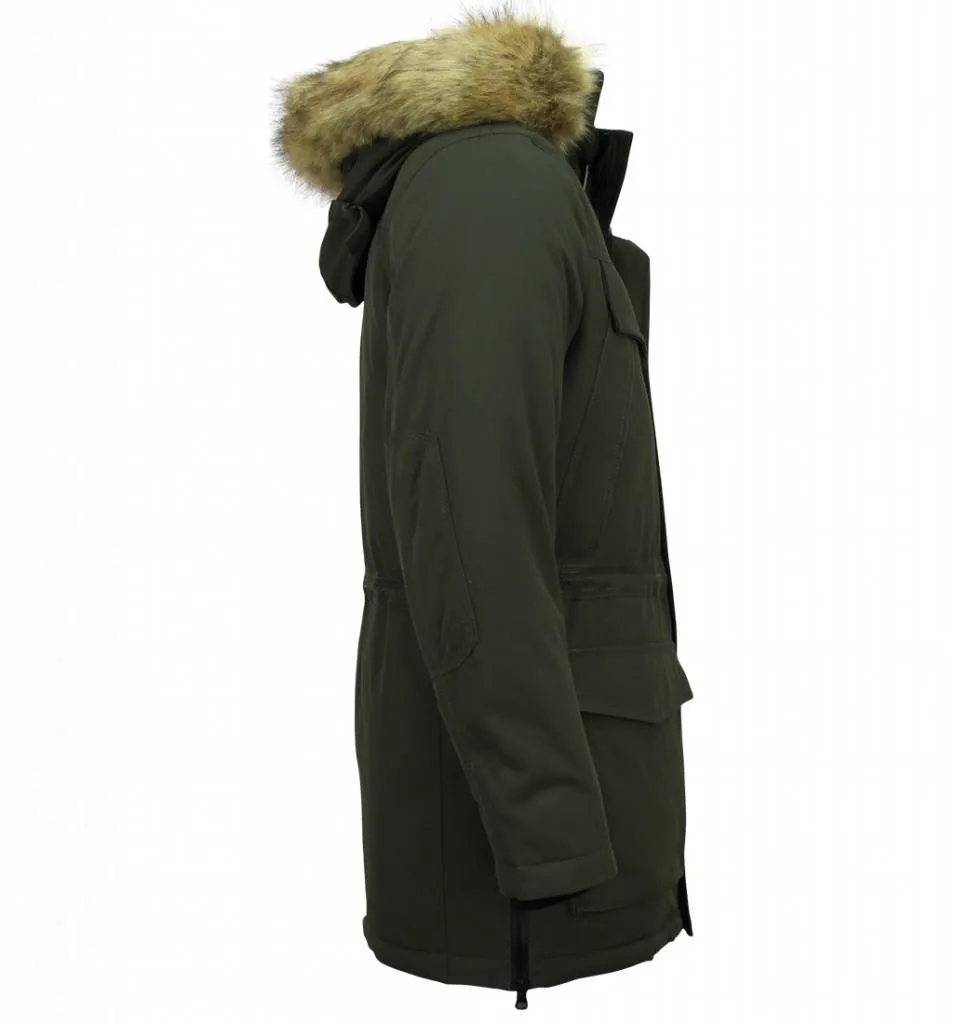 Men Long Winter Coat Parka Green |