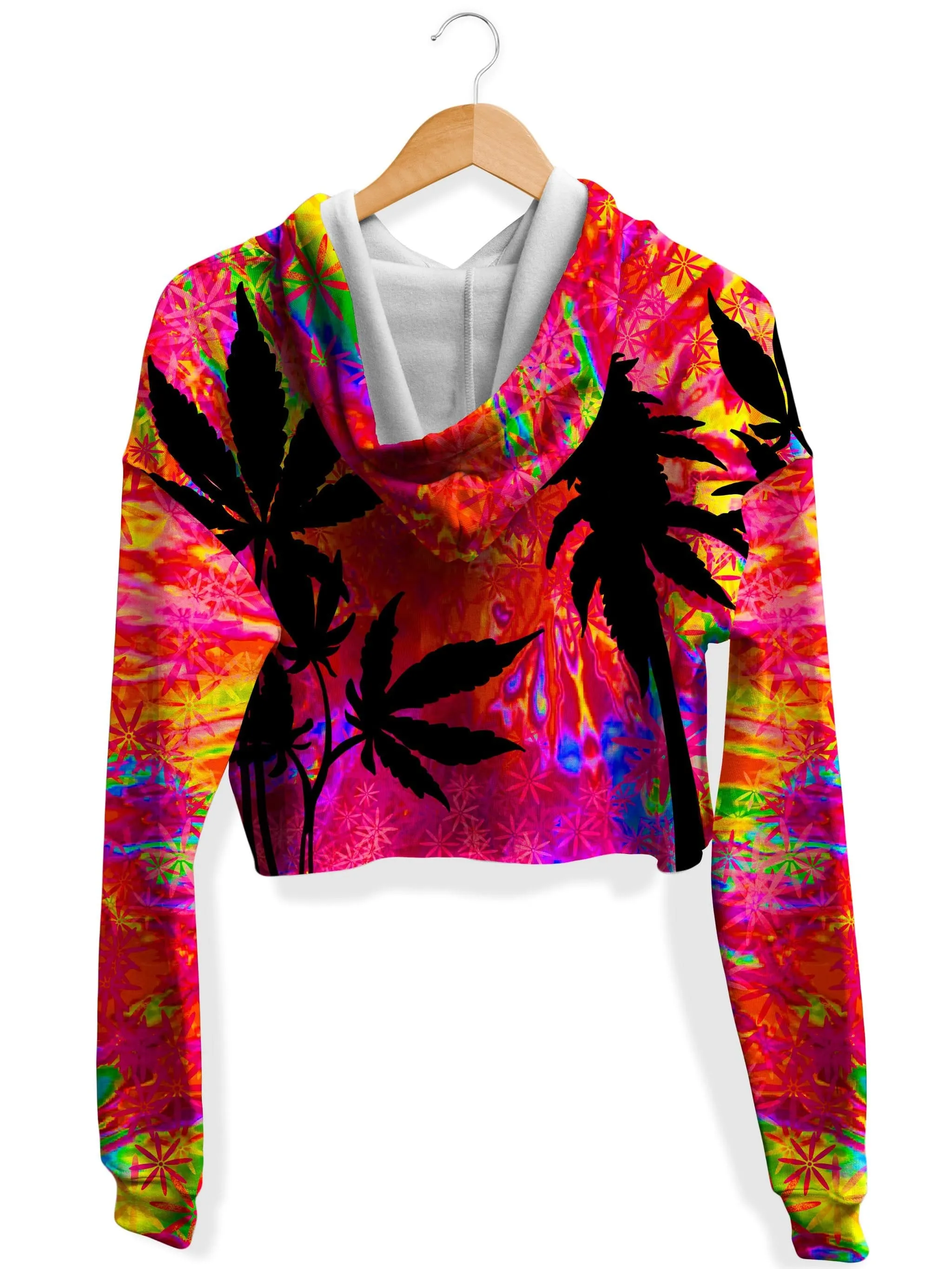 Miami Trees Fleece Crop Hoodie