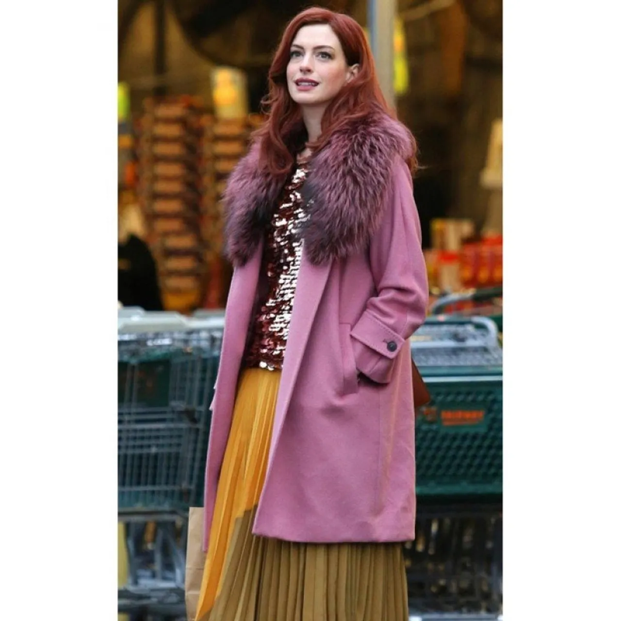 Modern Love Anne Hathaway Pink Coat