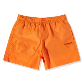 Off-White Diagonal Outline Orange Swim Shorts