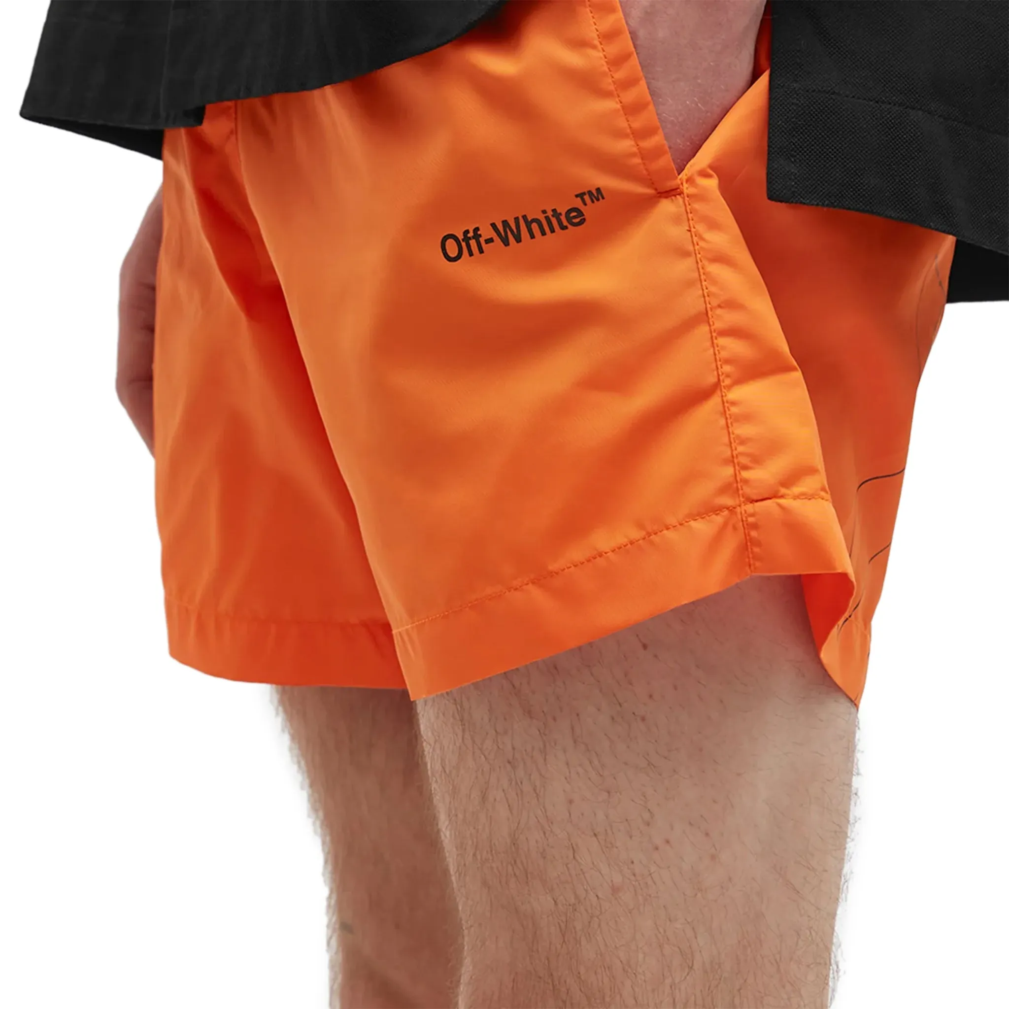 Off-White Diagonal Outline Orange Swim Shorts