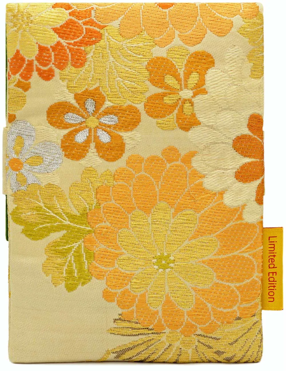 Orange and Lime Blossoms - Japanese vintage silk foldover pouch