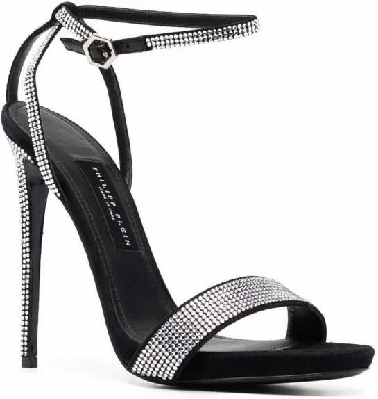 Philipp Plein crystal-embellished suede sandals Black