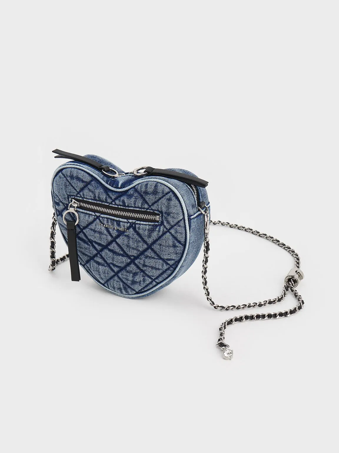 Philomena Denim Quilted Heart Crossbody Bag - Denim Blue