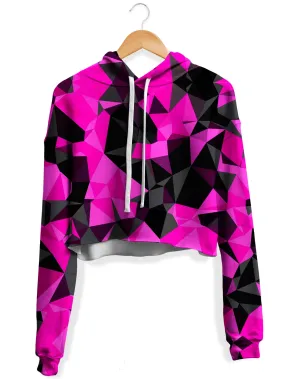 Pink and Black Geo Fleece Crop Hoodie