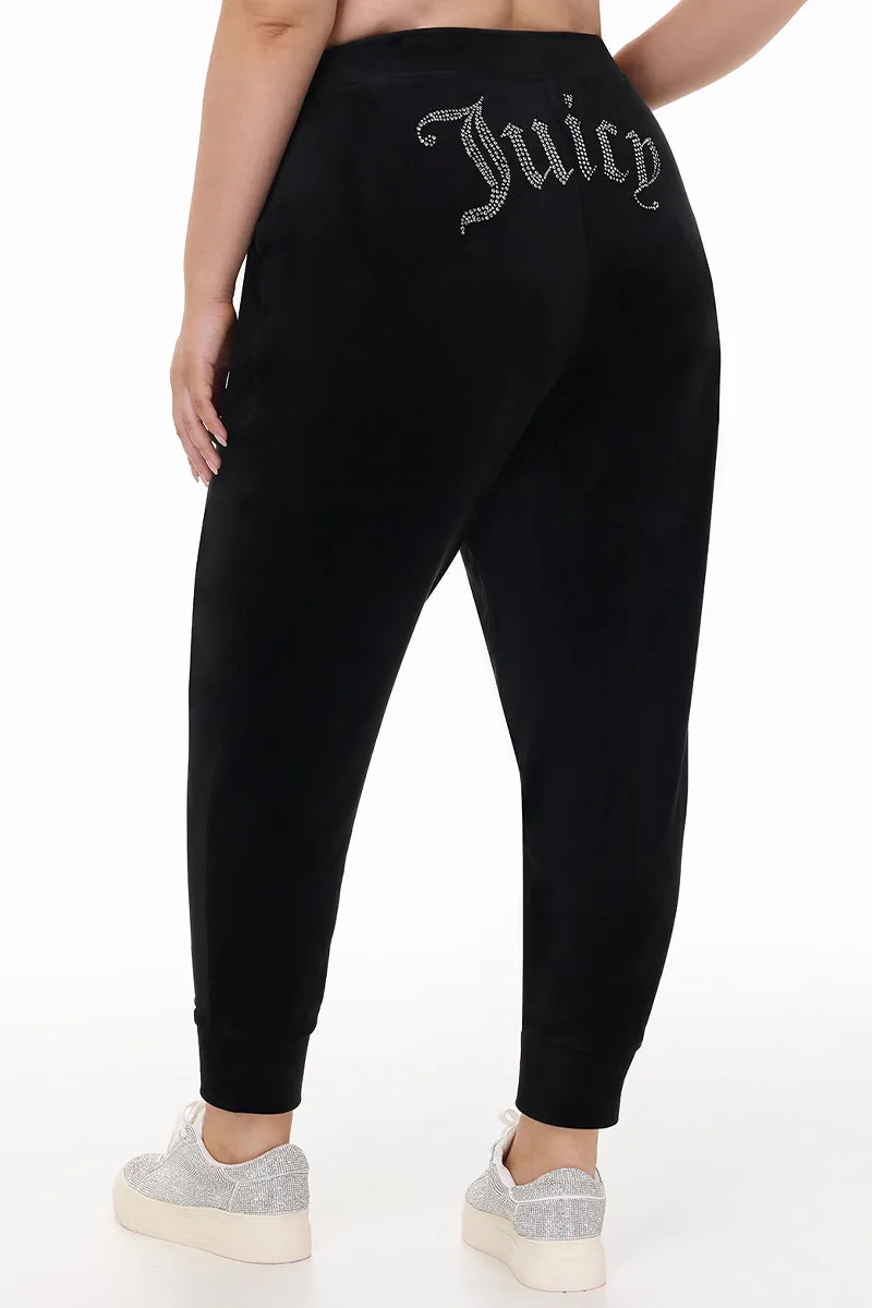 Plus-Size Big Bling Velour Jogger