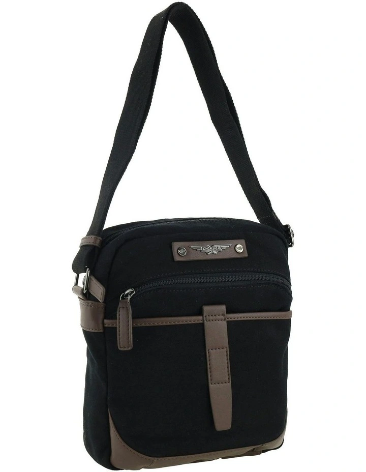 Police Rustic Canvas Crossbody Bag in Black