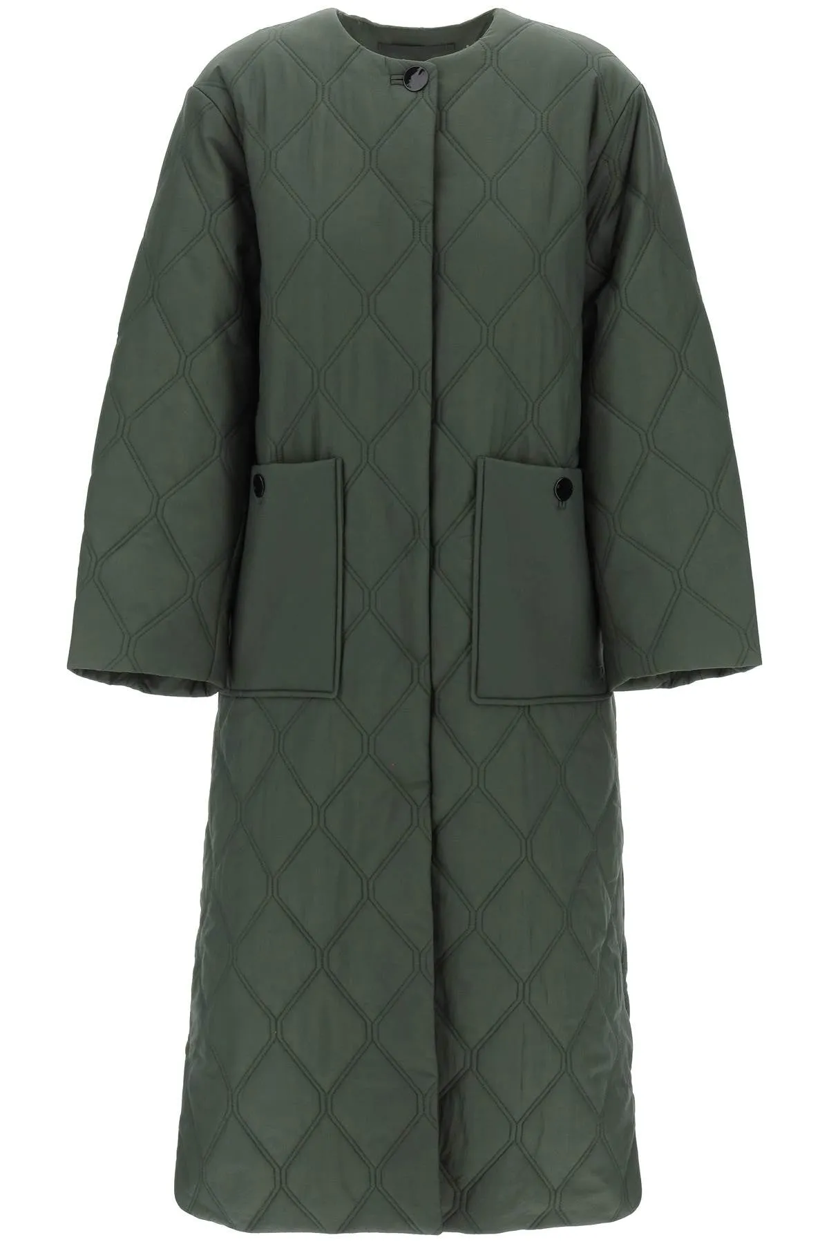 quilted midi coat F8933 KOMBU GREEN