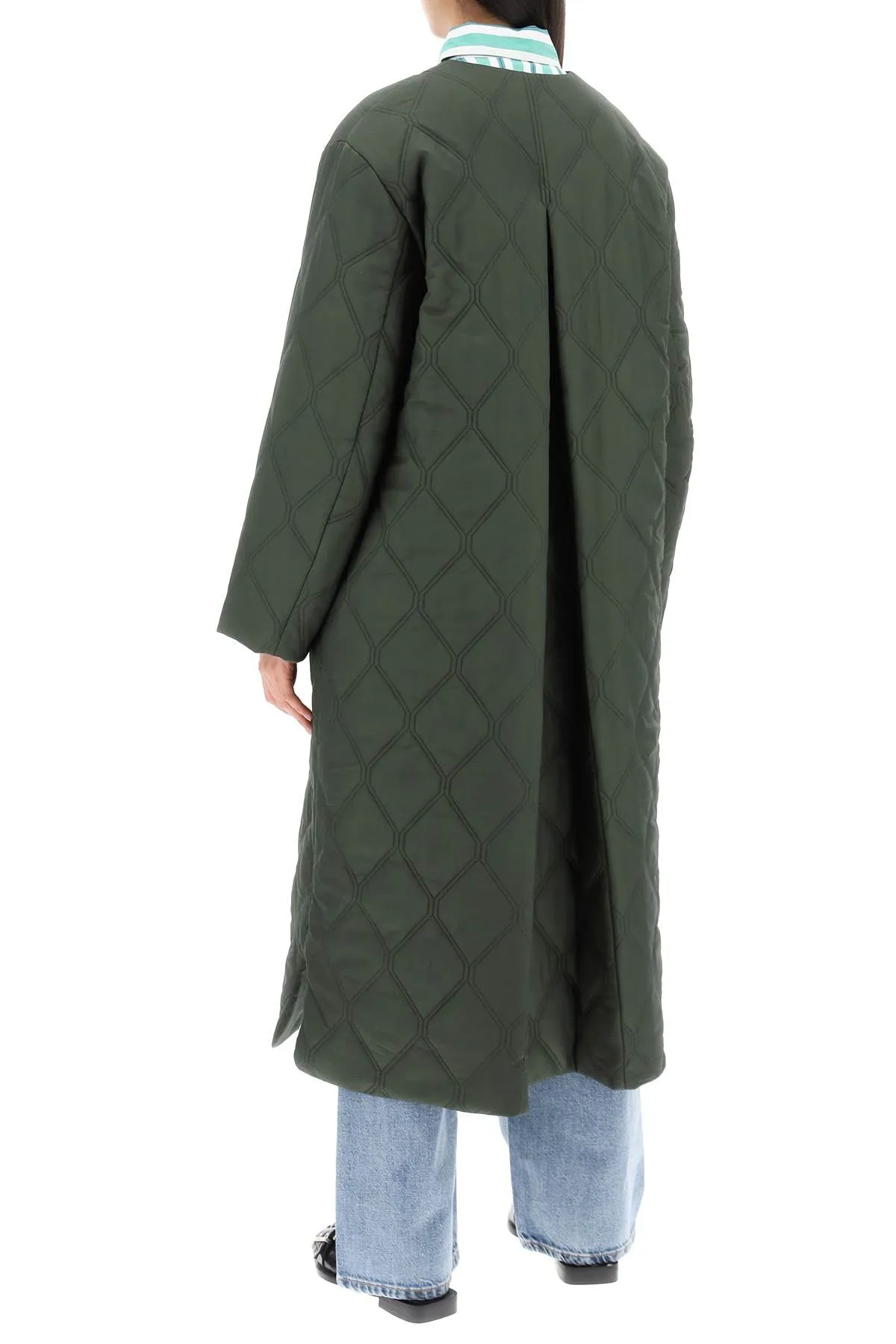 quilted midi coat F8933 KOMBU GREEN