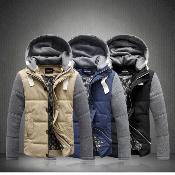 Quilted  winter jacket for winter hoodie with contrast sleeves