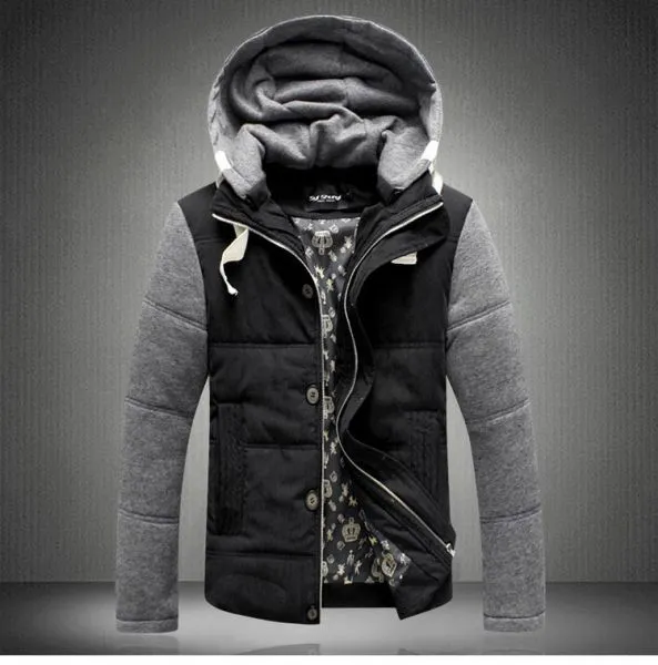 Quilted  winter jacket for winter hoodie with contrast sleeves