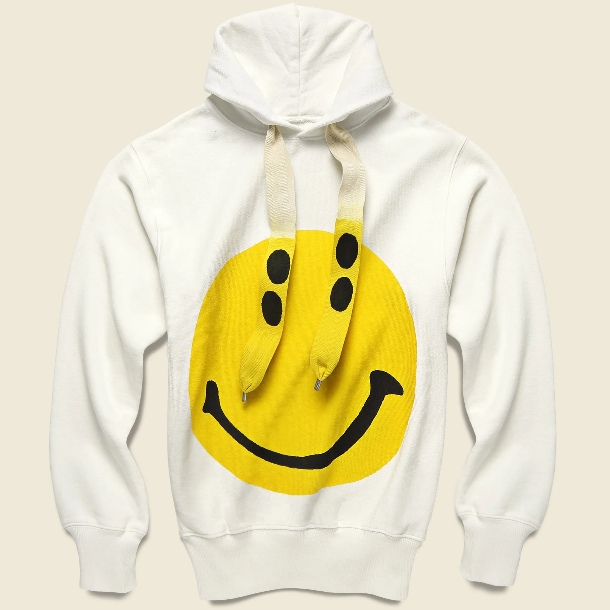 Rain Smile Fleece Knit Hoodie - White