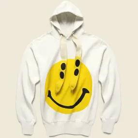 Rain Smile Fleece Knit Hoodie - White