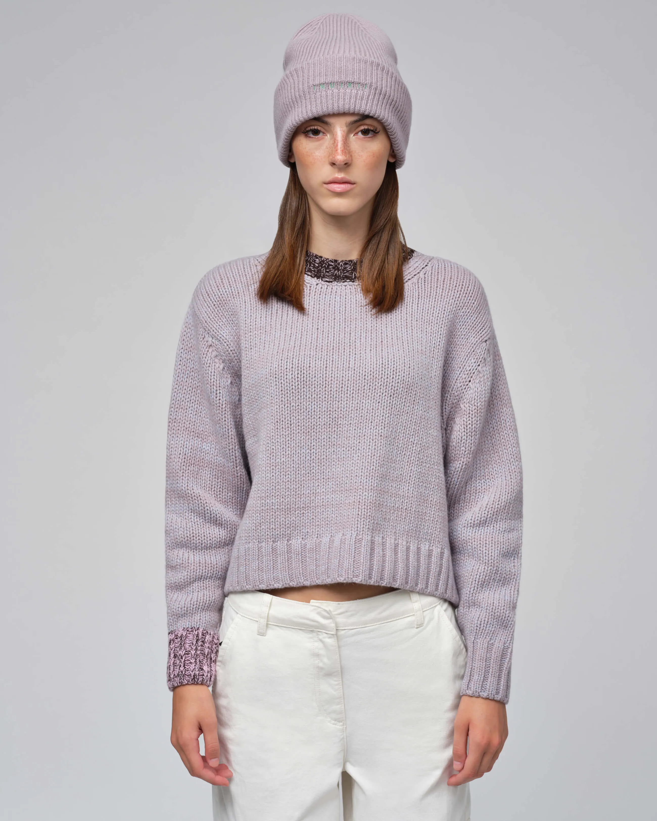  Relaxed Knit Sweater Taupe - Blue 