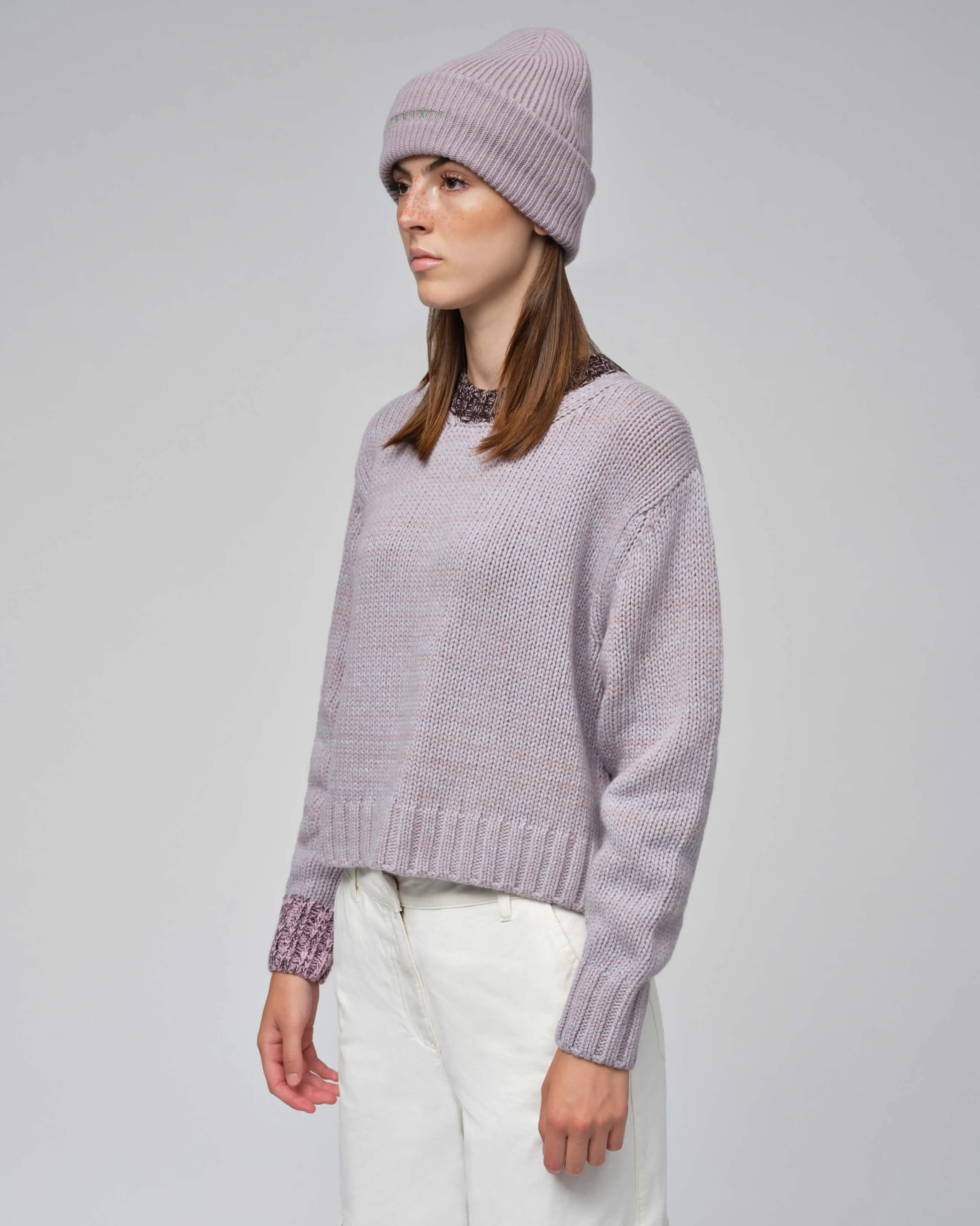  Relaxed Knit Sweater Taupe - Blue 