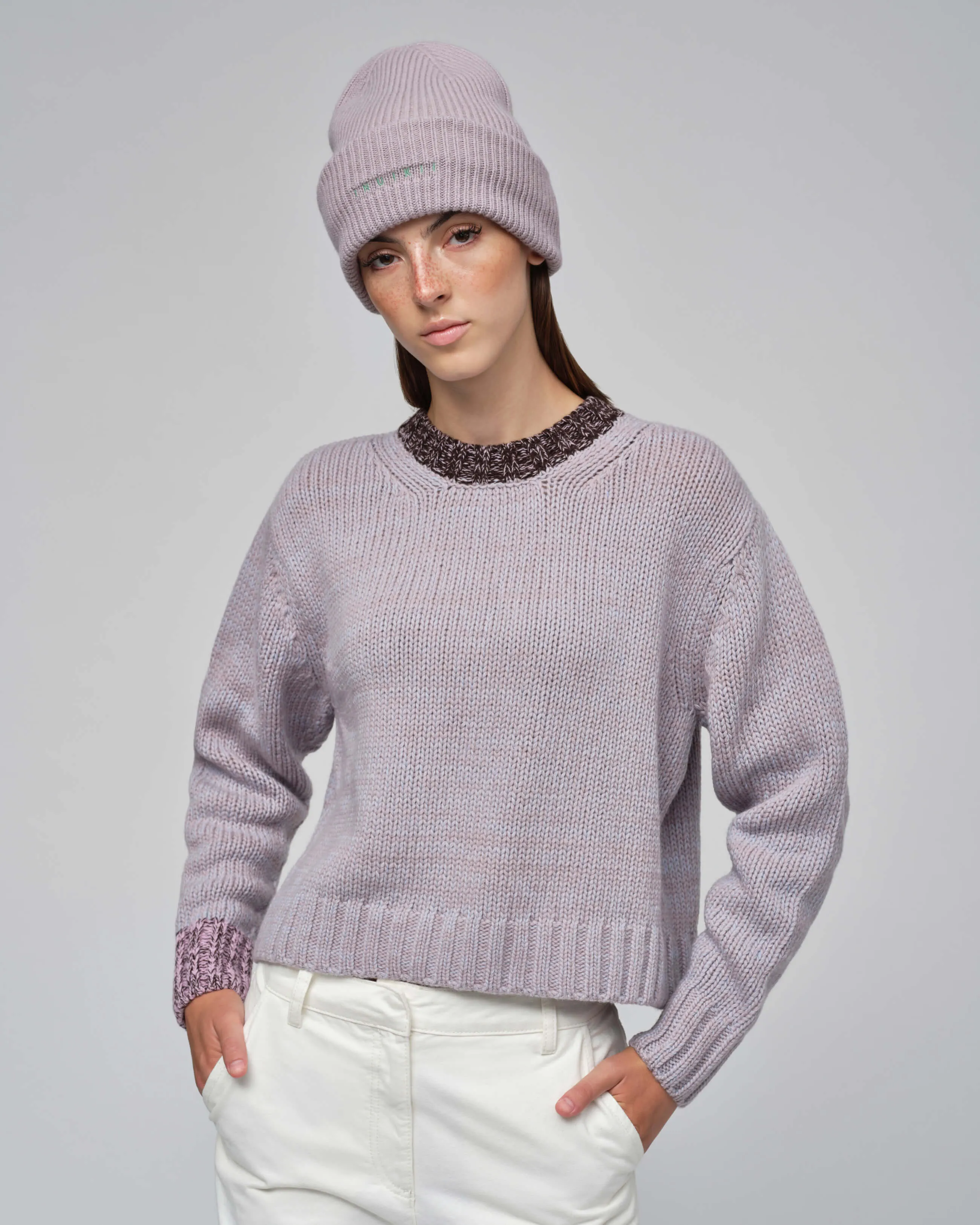  Relaxed Knit Sweater Taupe - Blue 