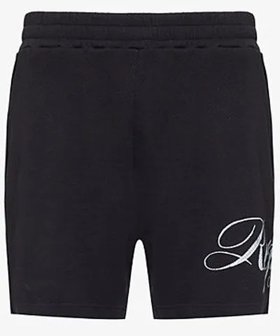 REPRESENT Mens Black Owners Club Script two-slip-pockets regular-fit cotton-jersey shorts