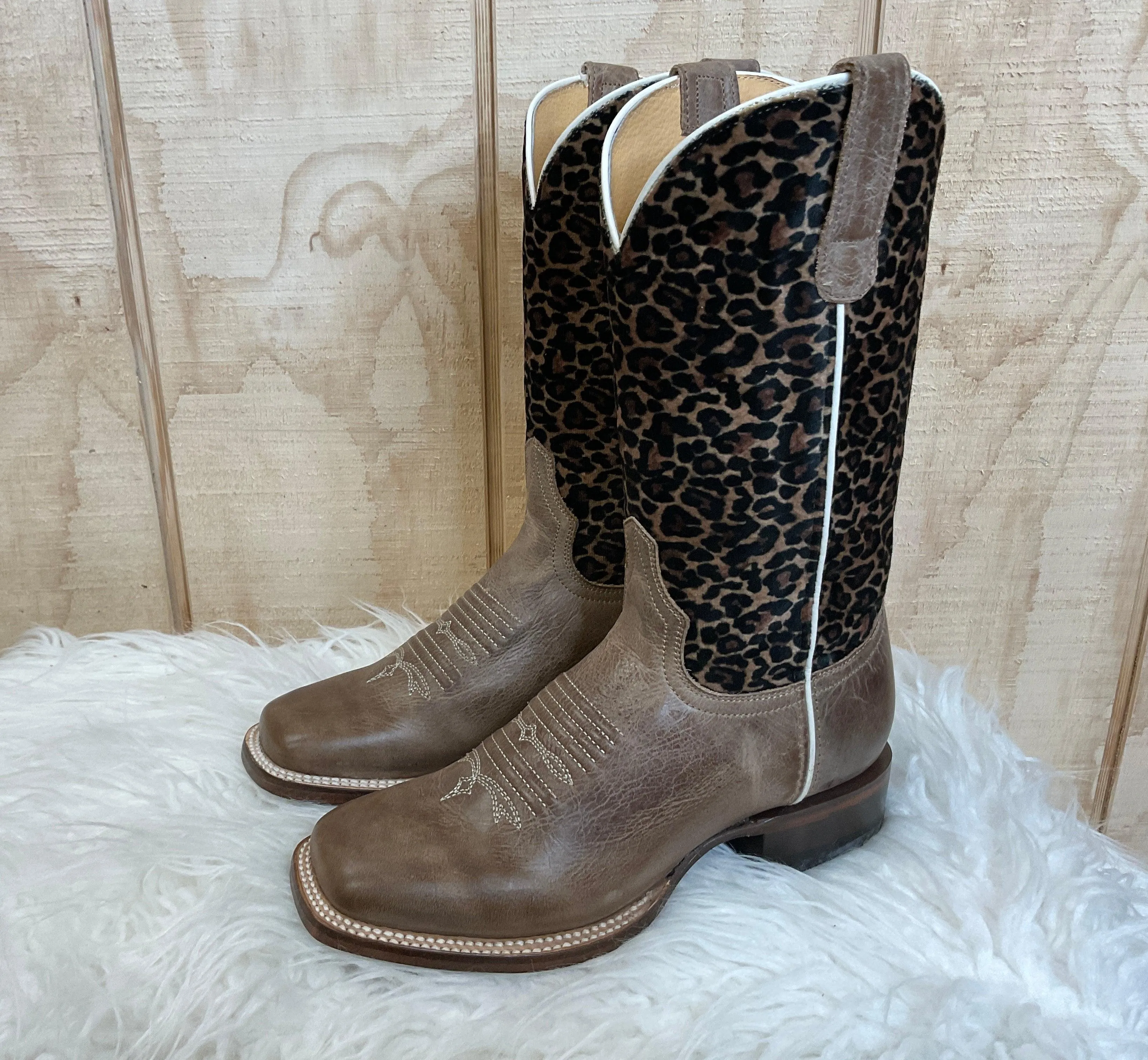 Roper Women's Cheetah Square Toe Cowgirl Boots 7016-8260