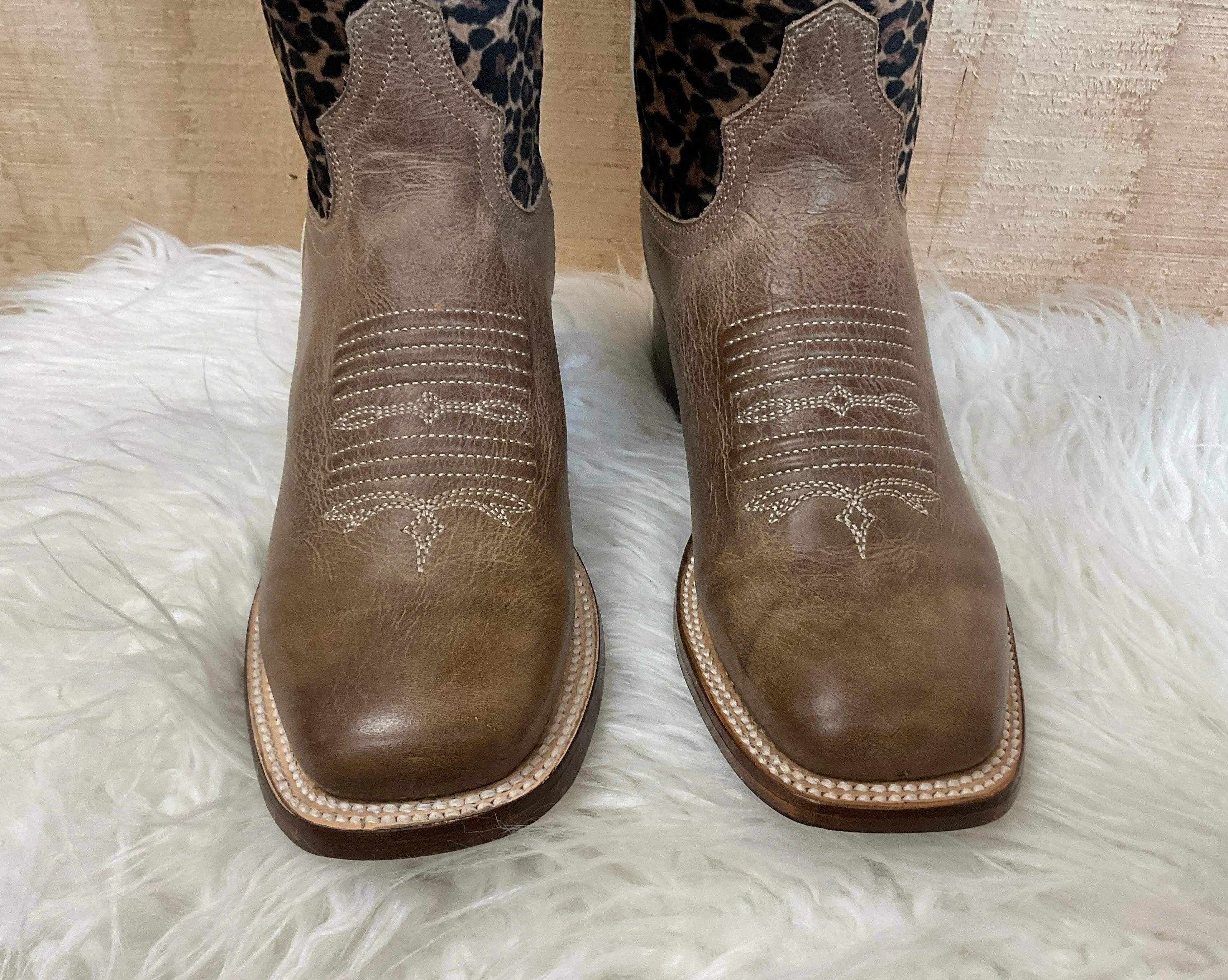 Roper Women's Cheetah Square Toe Cowgirl Boots 7016-8260