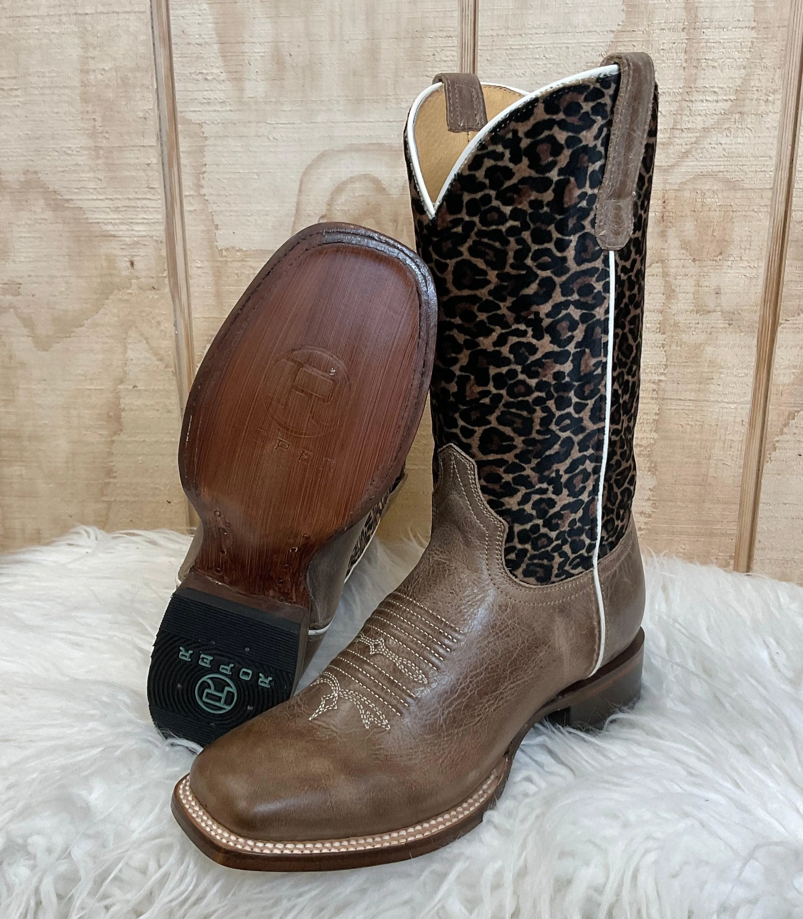 Roper Women's Cheetah Square Toe Cowgirl Boots 7016-8260