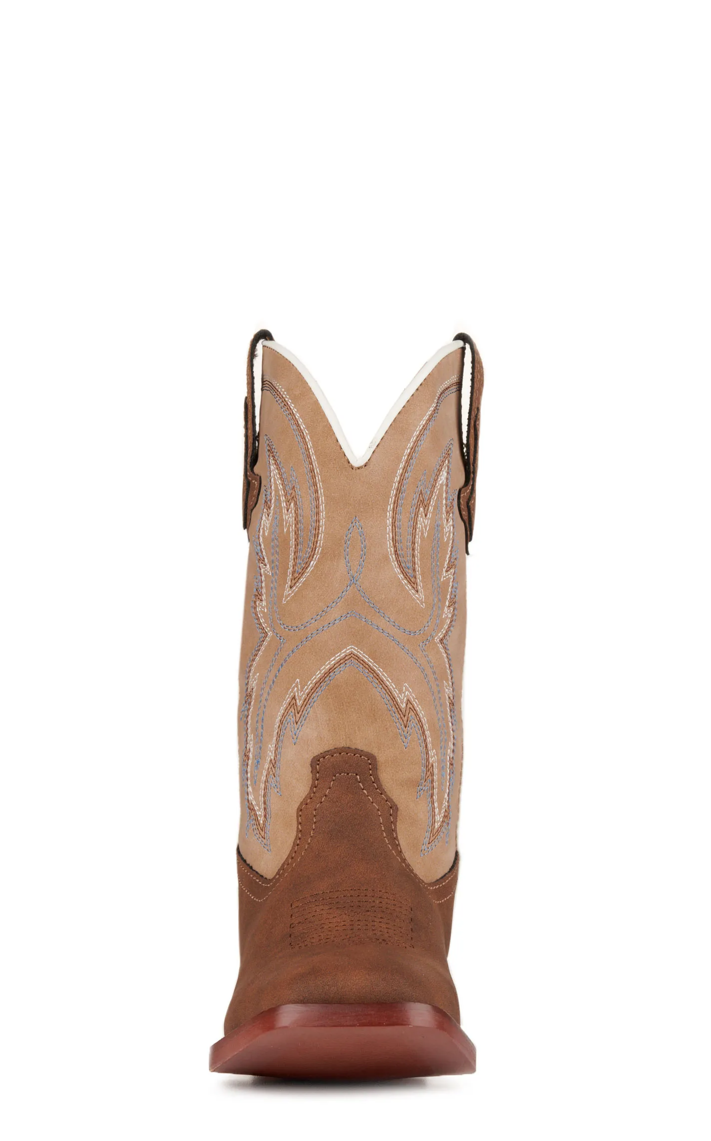 Roper Youth Eastwood Brown and Tan Faux Leather Square Toe Cowboy Boots