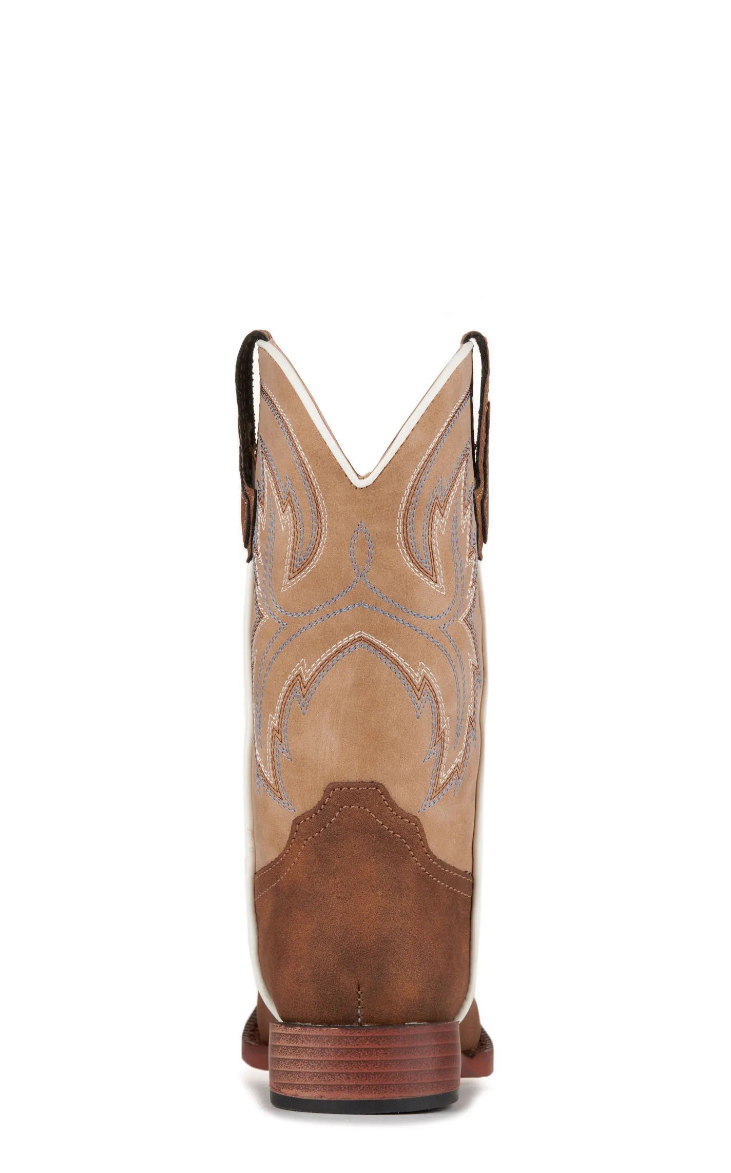 Roper Youth Eastwood Brown and Tan Faux Leather Square Toe Cowboy Boots