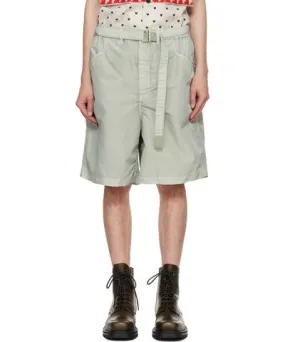 Sacai Green Nylon Twill Shorts